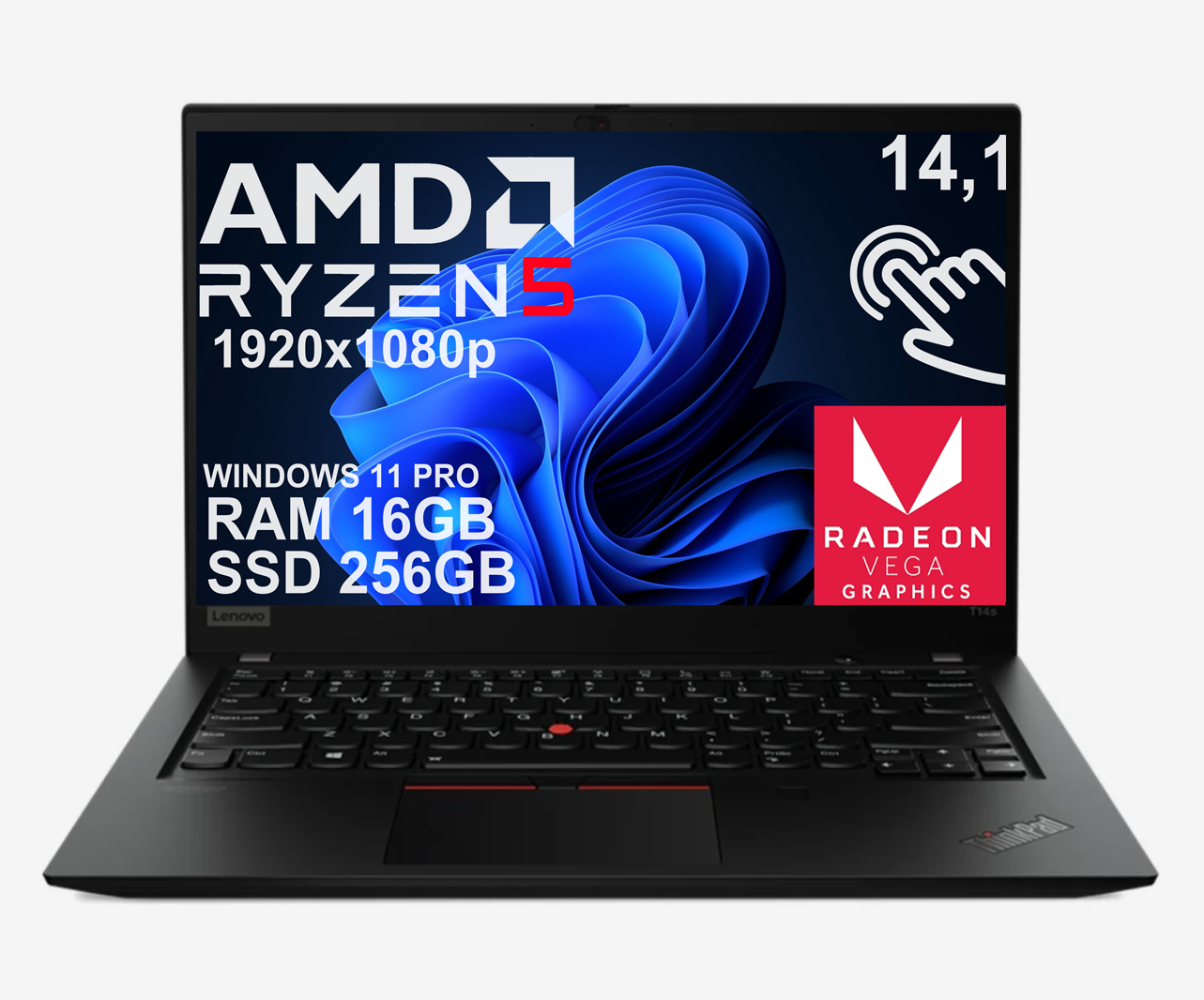 14" Lenovo T14s Gen1 Ryzen 5 PRO 16GB 256SSD A-